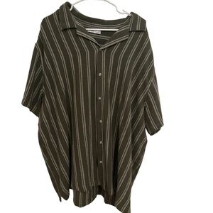 Sonoma Goods for Life Olive Green Striped Button Down Shirt Men’s 2XB